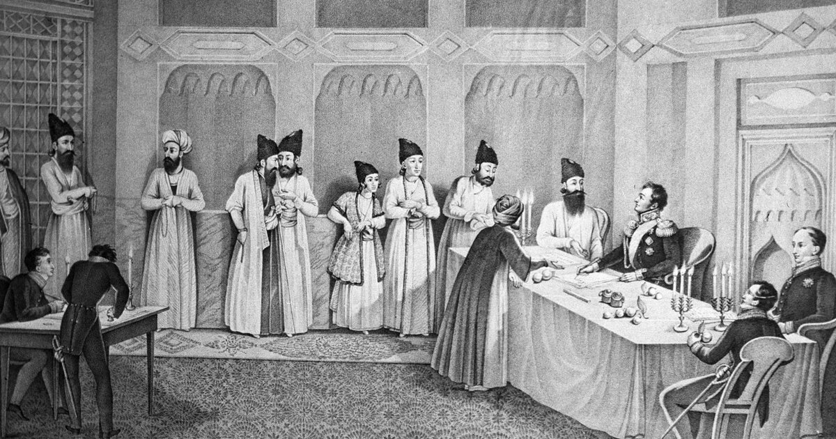 Русско-персидские переговоры, литография 1828 года