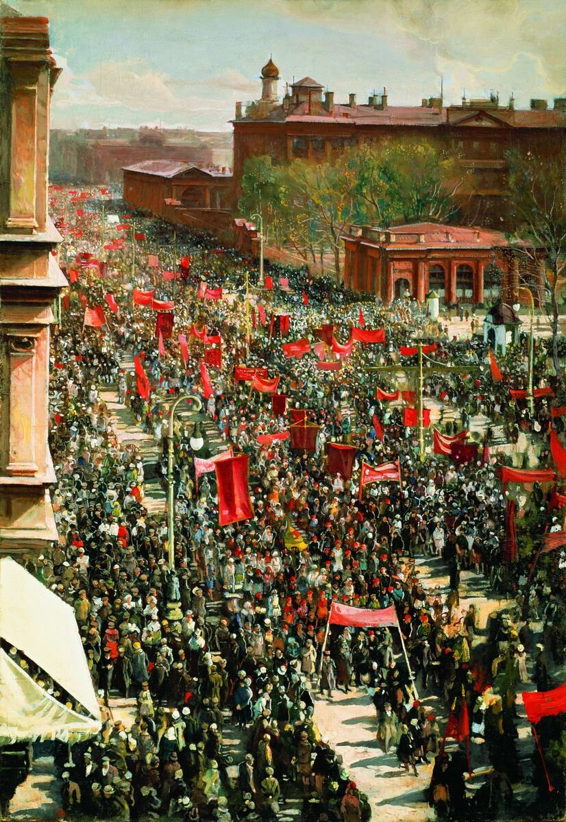 Исаак Бродский. «Первомайская демонстрация на Проспекте 25 Октября», 1934